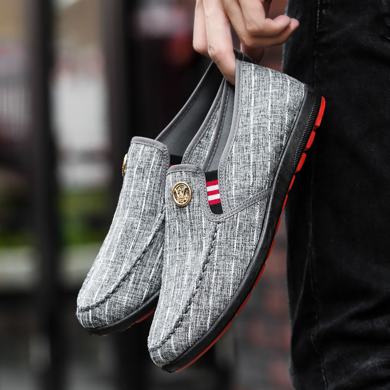 Muške platnene Slip-On loaferice, okrugli vrh, niski gornji dio, plastična potplata, tekstilna uložak