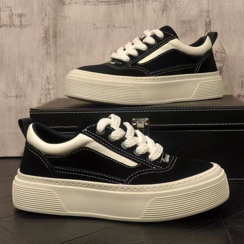 Pantofi bărbați cu talpă groasă, PU suprafață, PVC talpă, șireturi, vârf rotund, înălțime talpă 3–5 cm, pentru bărbați 18–40 ani, iarnă-primăvară-toamnă