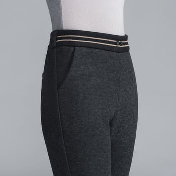 Ženske hlače od vunenog materijala, visokim strukom, ravni kroj s blagim širenjem prema dolje, casual zimski stil 2025, 50-70% vuna, mikroelastične