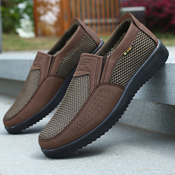 Mužske prozračne lagane tenisice lazy slip-on s mrežastim gornjim dijelom, udobne svakodnevno nošenje, okrugli vrh, gumena potplat, tekstilna uložak, srednja visina gornjeg dijela (3-7 cm)