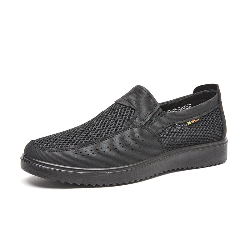 Mužske prozračne lagane tenisice lazy slip-on s mrežastim gornjim dijelom, udobne svakodnevno nošenje, okrugli vrh, gumena potplat, tekstilna uložak, srednja visina gornjeg dijela (3-7 cm)