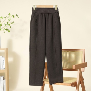 Pantaloni lungi pentru femei, talie înaltă și croială lejeră, drepti, țesătură poliester groasă (conținut 50–70%), sezon de iarnă 2025, pentru femei de vârstă mijlocie și în vârstă
