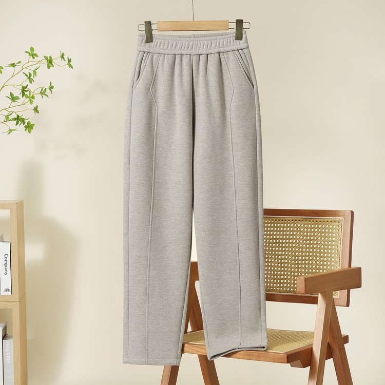 Pantaloni lungi pentru femei, talie înaltă și croială lejeră, drepti, țesătură poliester groasă (conținut 50–70%), sezon de iarnă 2025, pentru femei de vârstă mijlocie și în vârstă