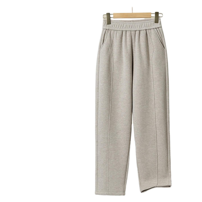 Pantaloni lungi pentru femei, talie înaltă și croială lejeră, drepti, țesătură poliester groasă (conținut 50–70%), sezon de iarnă 2025, pentru femei de vârstă mijlocie și în vârstă