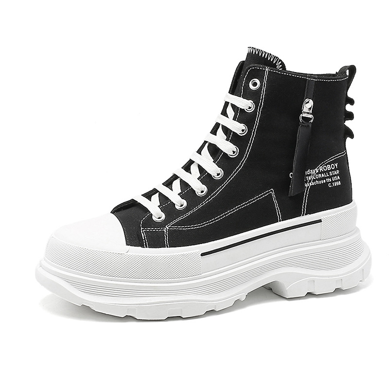 Pantofi de bărbați din pânză, înalți, talpa groasă din cauciuc, 3-5 cm înălțime, partea superioară din pânză, șireturi, interior din plasă