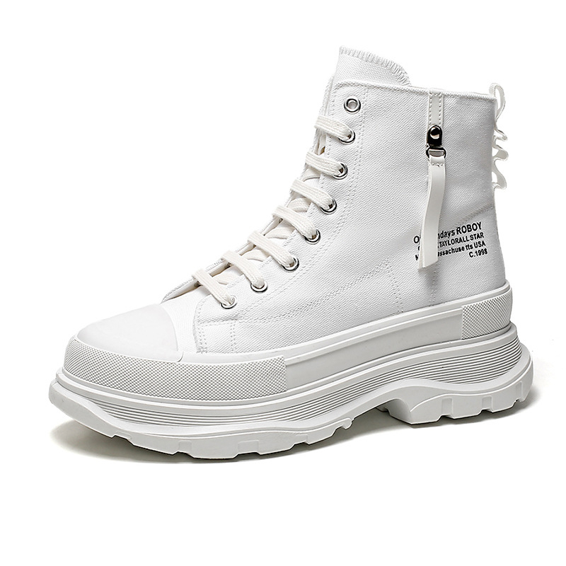 Pantofi de bărbați din pânză, înalți, talpa groasă din cauciuc, 3-5 cm înălțime, partea superioară din pânză, șireturi, interior din plasă