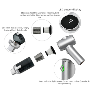 Aspirator portabil fără fir cu motor brushless, 11.1V, 120W, 20000 Pa, autonomie 40 min, zgomot 78 dB, pentru casă și mașină, reîncărcabil