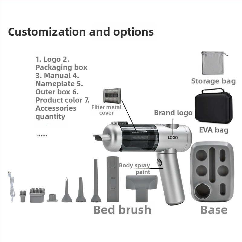 Prenosný bezdrôtový ručný vysávač s bezkartáčovým motorom, 11.1V, 120W, 20000 Pa, 40 min, 78 dB, pre domácnosť a auto, nabíjateľný