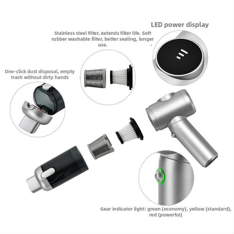 Prenosný bezdrôtový ručný vysávač s bezkartáčovým motorom, 11.1V, 120W, 20000 Pa, 40 min, 78 dB, pre domácnosť a auto, nabíjateľný