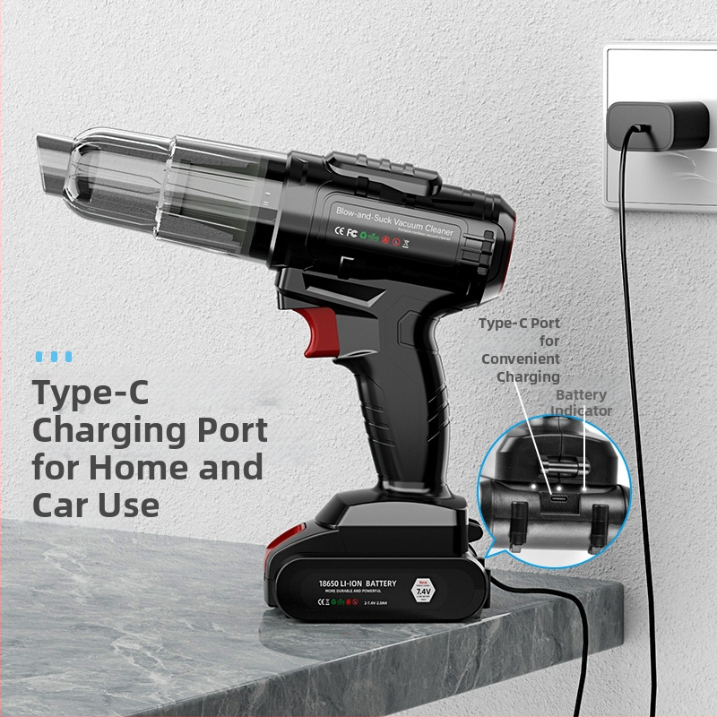 Ručný bezdrôtový vysávač do auta, 7.4V, 110W, 6000Pa, Brushless