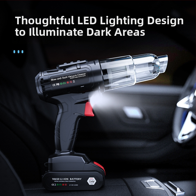 Ručný bezdrôtový vysávač do auta, 7.4V, 110W, 6000Pa, Brushless