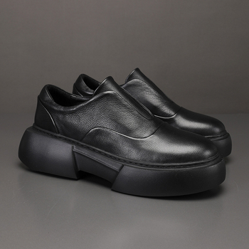 Férfi bőrlapos loaferek - Slip-on cipő, felsőréteg marhabőrből, belső bőr, EVA talp, sarok 3–5 cm