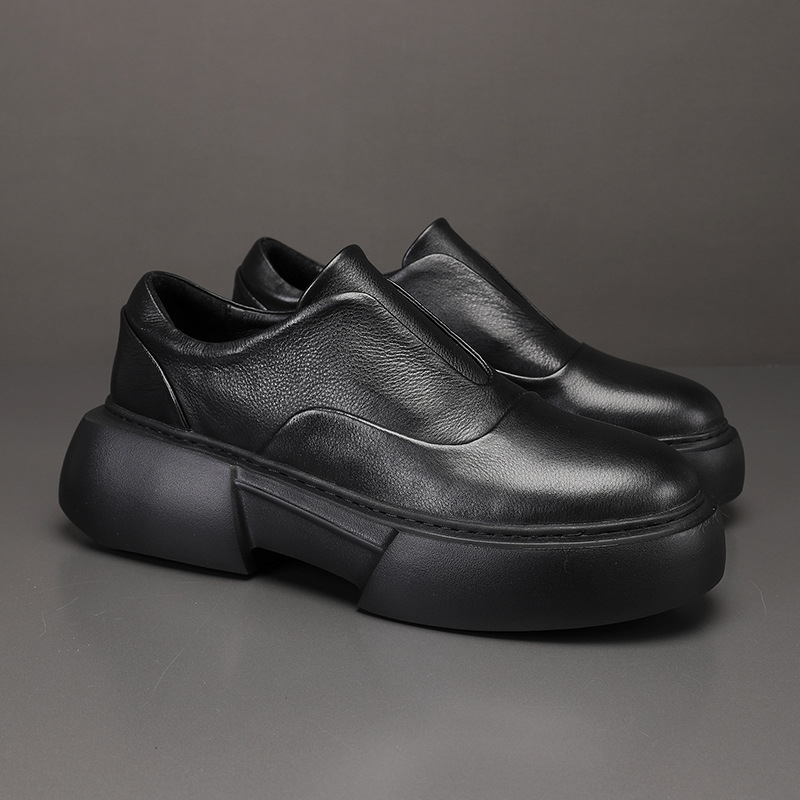 Férfi bőrlapos loaferek - Slip-on cipő, felsőréteg marhabőrből, belső bőr, EVA talp, sarok 3–5 cm