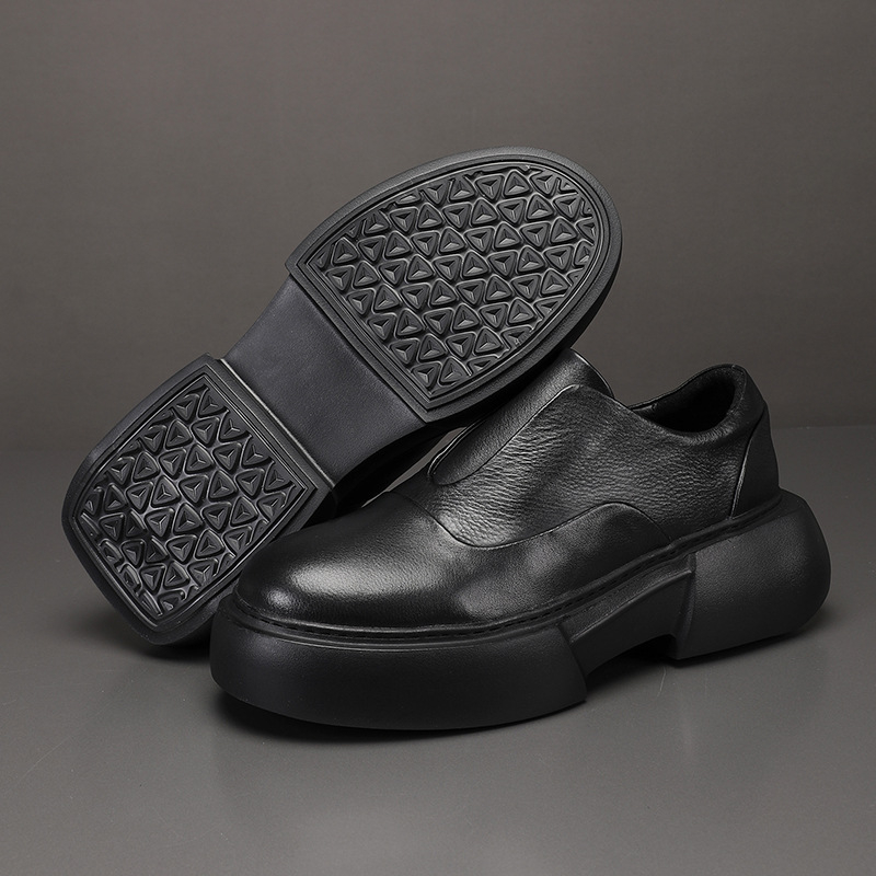 Férfi bőrlapos loaferek - Slip-on cipő, felsőréteg marhabőrből, belső bőr, EVA talp, sarok 3–5 cm