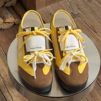 Uniszex sportcipő vastag talppal, matt felsőrész, kerek orr, fűzőzárás