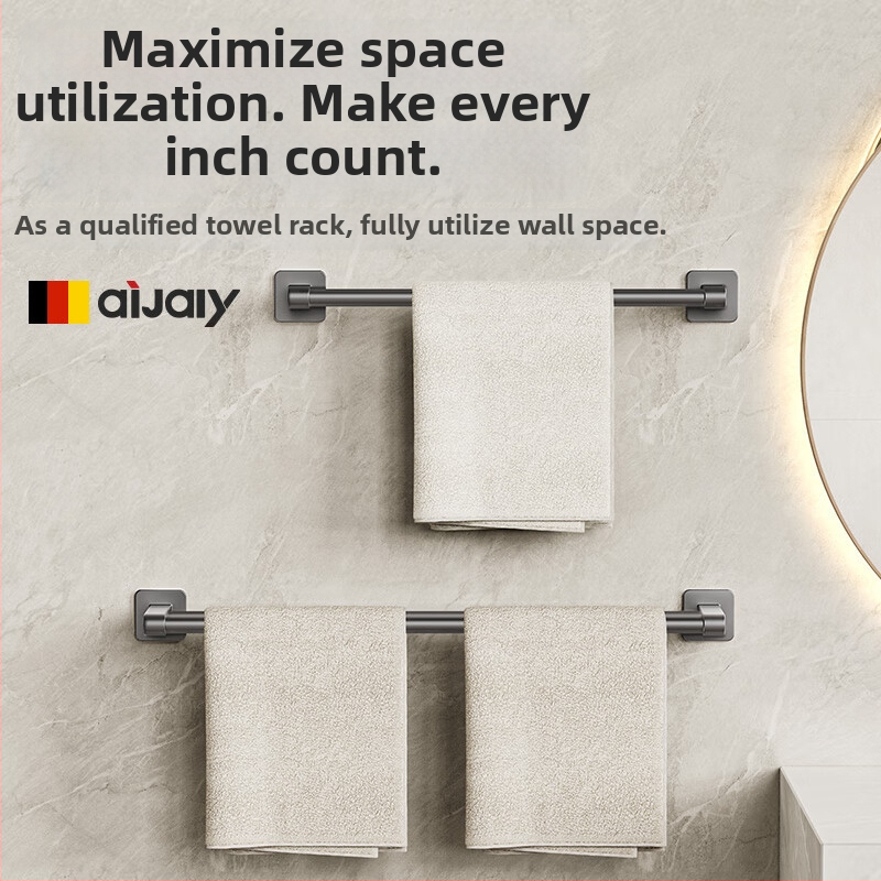 Ράγα πετσετών Space αλουμίνιο, χωρίς διάτρηση, τοίχο-μονταρισμένη, 15 kg φόρτωση, φινίρισμα με ψεκασμό πλαστικού