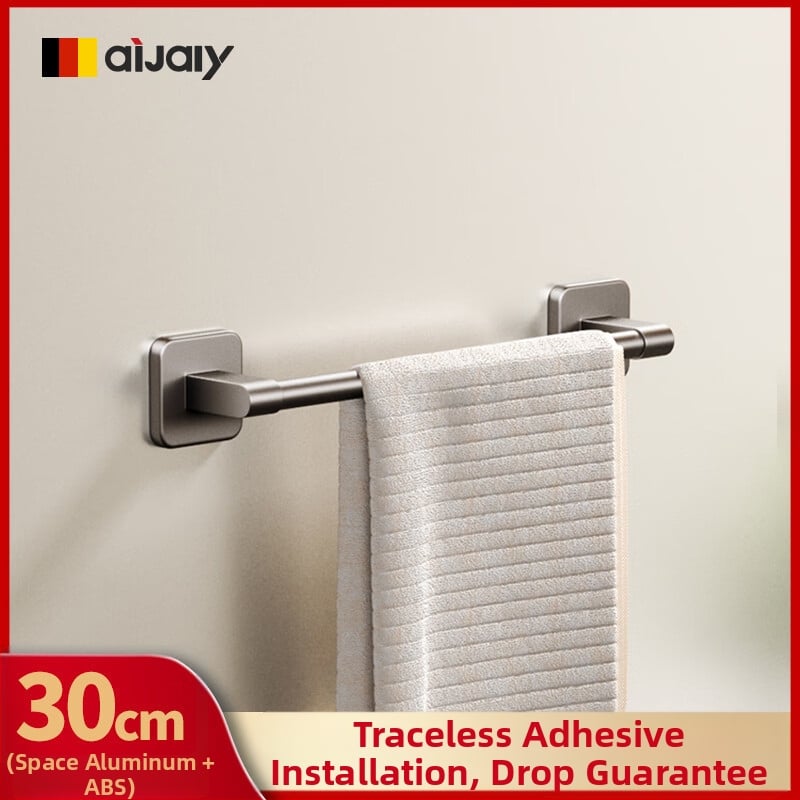 Ράγα πετσετών Space αλουμίνιο, χωρίς διάτρηση, τοίχο-μονταρισμένη, 15 kg φόρτωση, φινίρισμα με ψεκασμό πλαστικού