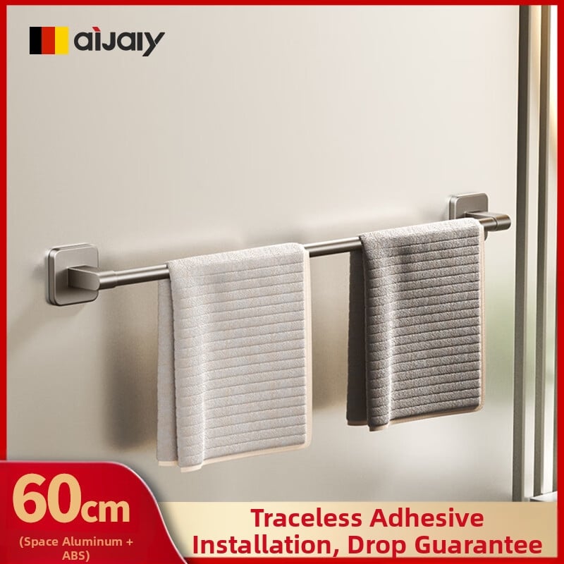 Ράγα πετσετών Space αλουμίνιο, χωρίς διάτρηση, τοίχο-μονταρισμένη, 15 kg φόρτωση, φινίρισμα με ψεκασμό πλαστικού