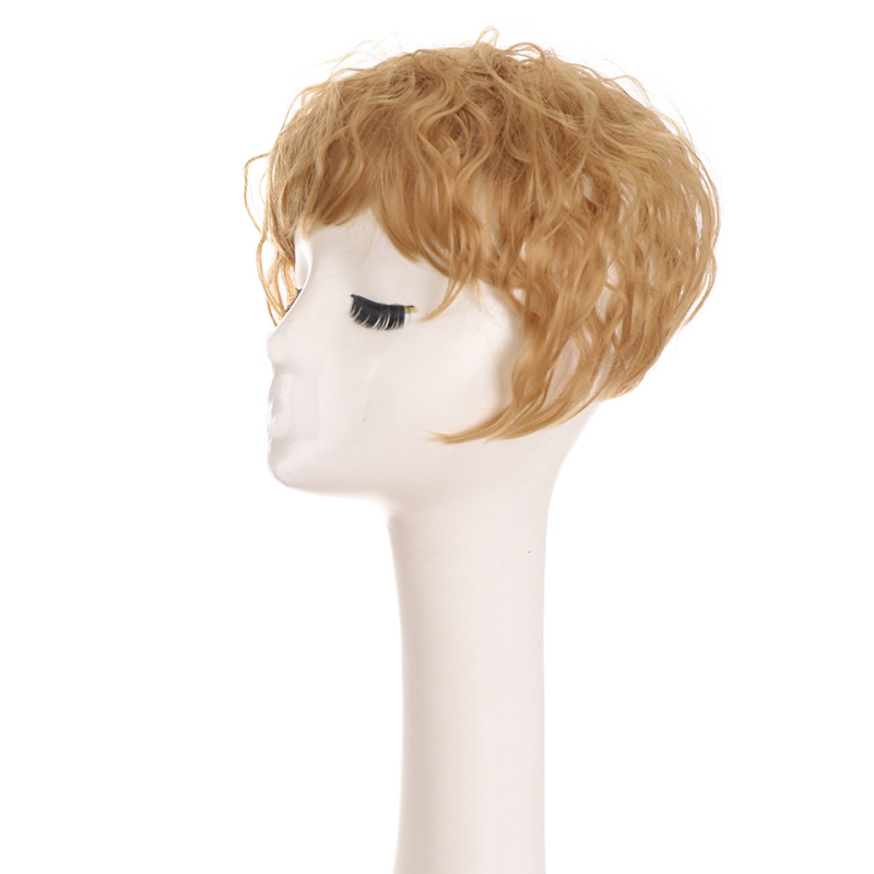 Top-piece wig za žene, voluminozan, termostabilna sintetička vlakna, kratka kovrčava frizura, prirodan izgled