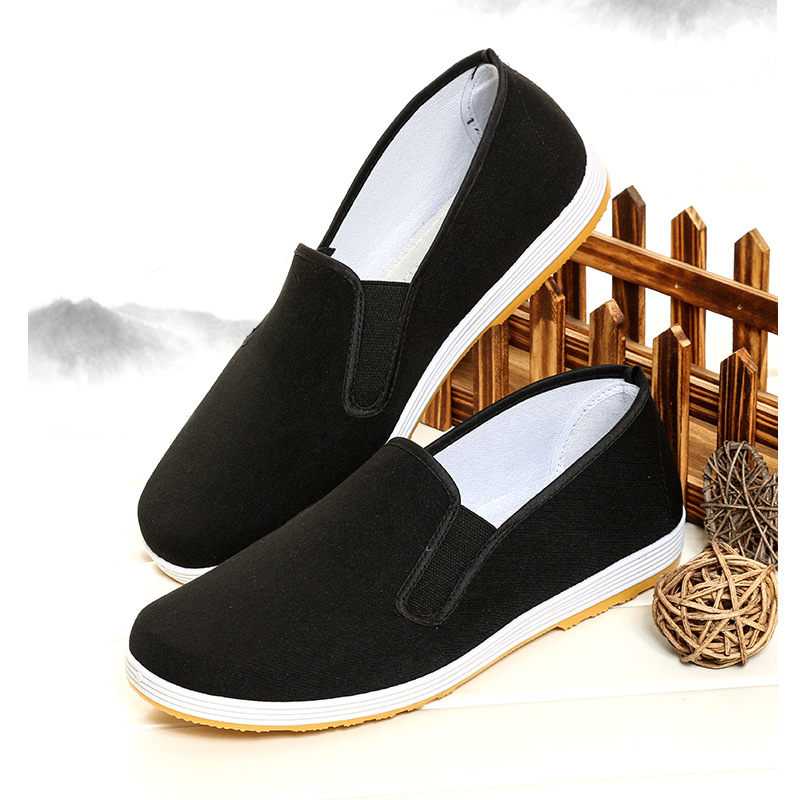 Muške slip-on tenisice od platna, stil starog Pekinga, okrugli vrh, gornji dio od pamuka, plastična podloga
