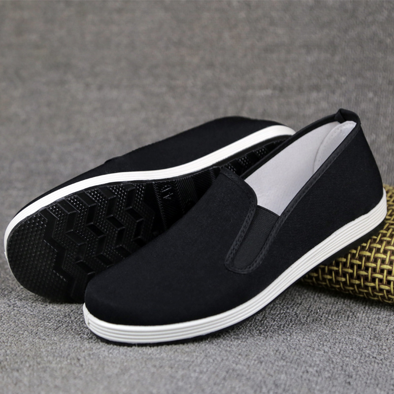 Muške slip-on tenisice od platna, stil starog Pekinga, okrugli vrh, gornji dio od pamuka, plastična podloga