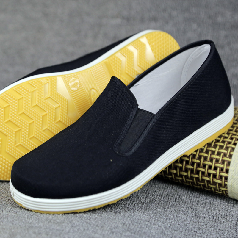 Muške slip-on tenisice od platna, stil starog Pekinga, okrugli vrh, gornji dio od pamuka, plastična podloga