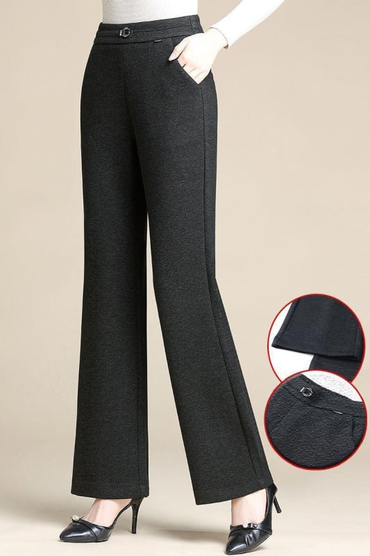 Dámske casual nohavice z vlneného tkaného materiálu, mikroflare, dlhé, elegantný štýl dámy, jar 2025