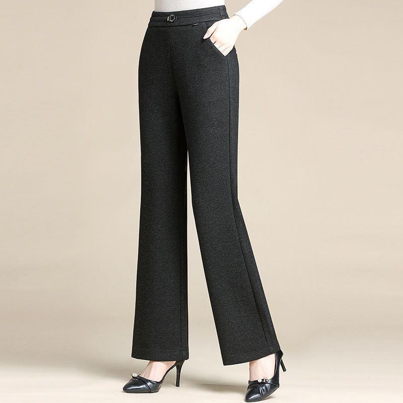 Dámske casual nohavice z vlneného tkaného materiálu, mikroflare, dlhé, elegantný štýl dámy, jar 2025