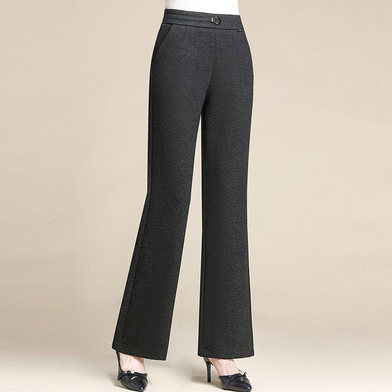 Dámske casual nohavice z vlneného tkaného materiálu, mikroflare, dlhé, elegantný štýl dámy, jar 2025