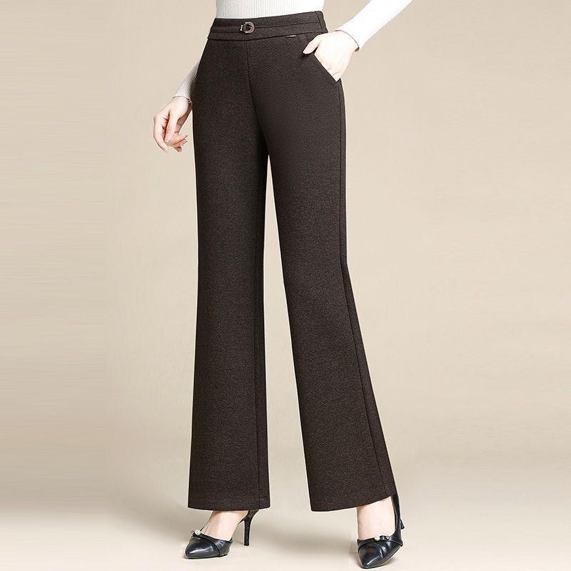 Dámske casual nohavice z vlneného tkaného materiálu, mikroflare, dlhé, elegantný štýl dámy, jar 2025
