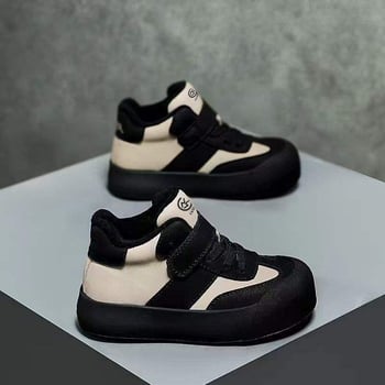 Gyerekeknek szóló őszi–téli futócipők vastag puha talppal és szintetikus bőrből készült felsőrésszel