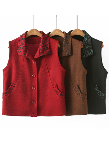 Vesta pentru femei din chenille cu spandex, decolteu pătrat, închidere frontală cu nasturi, croială lejeră, detalii brodate