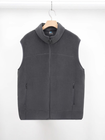 Férfi koreai stílusú fleece mellény, lazán szabott, cipzárral, őszi 2024