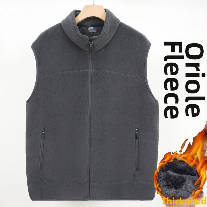 Férfi koreai stílusú fleece mellény, lazán szabott, cipzárral, őszi 2024