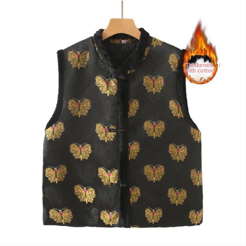 Vesta de iarnă pentru femei, croială lejeră, stil cardigan, material acrilic cu umplutură din spandex, lungime normală 50–65 cm, închidere frontală cu un rând de nasturi