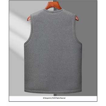 Férfi Corduroy mellény kapucnival, bélelt nyúl szőrrel, karcsú szabású, V-nyakú, dupla zárás, csíkos mintázat