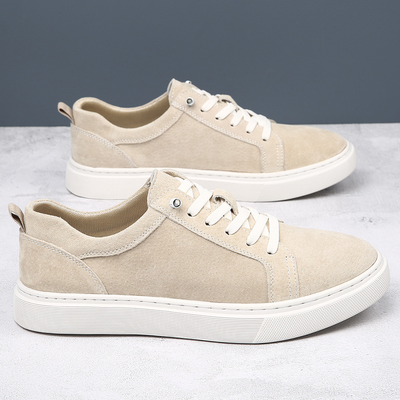 Férfi bőr sportcipő gumitalppal, könnyű, elasztikus zárás, kerek orr, PU talpbetét