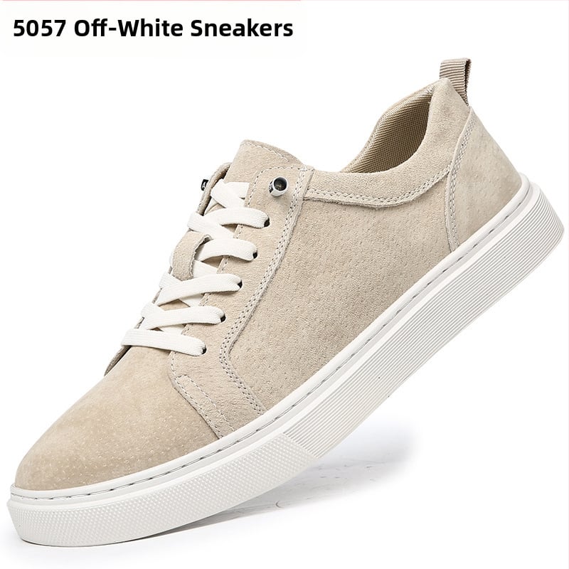 Férfi bőr sportcipő gumitalppal, könnyű, elasztikus zárás, kerek orr, PU talpbetét