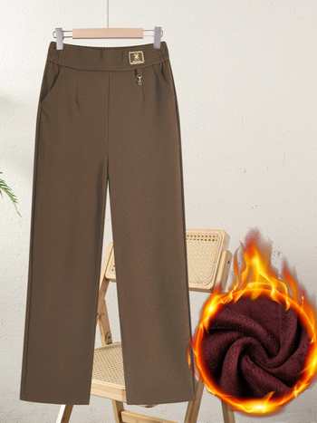Pantalone za mame s labavim krojem, visokim strukom, jesen-zima, poliester >95%, bez glačanja