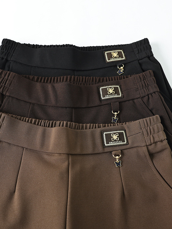 Pantalone za mame s labavim krojem, visokim strukom, jesen-zima, poliester >95%, bez glačanja