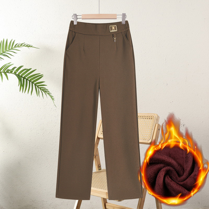Pantalone za mame s labavim krojem, visokim strukom, jesen-zima, poliester >95%, bez glačanja