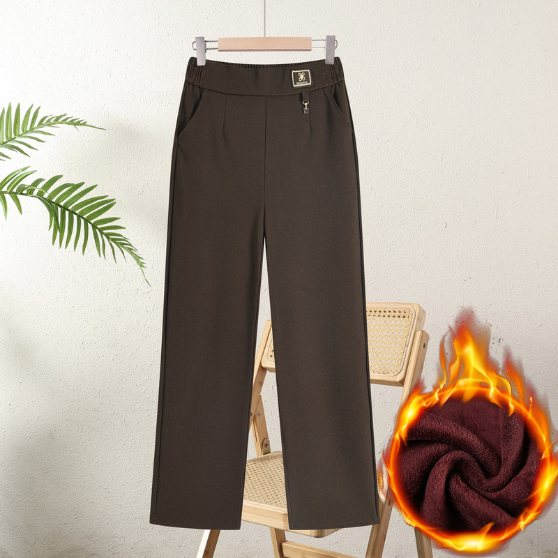 Pantalone za mame s labavim krojem, visokim strukom, jesen-zima, poliester >95%, bez glačanja