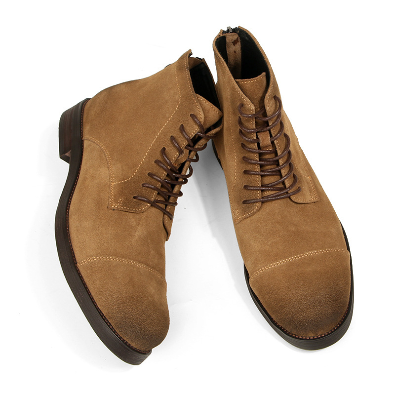 Μποτάκια εργασίας - Γνήσιο δέρμα, ρετρό στυλ, με ψηλό ύψος και φερμουάρ, αντρικά, 18–40 ετών