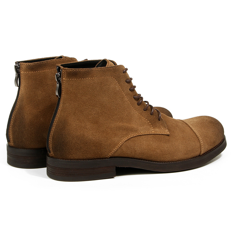 Μποτάκια εργασίας - Γνήσιο δέρμα, ρετρό στυλ, με ψηλό ύψος και φερμουάρ, αντρικά, 18–40 ετών