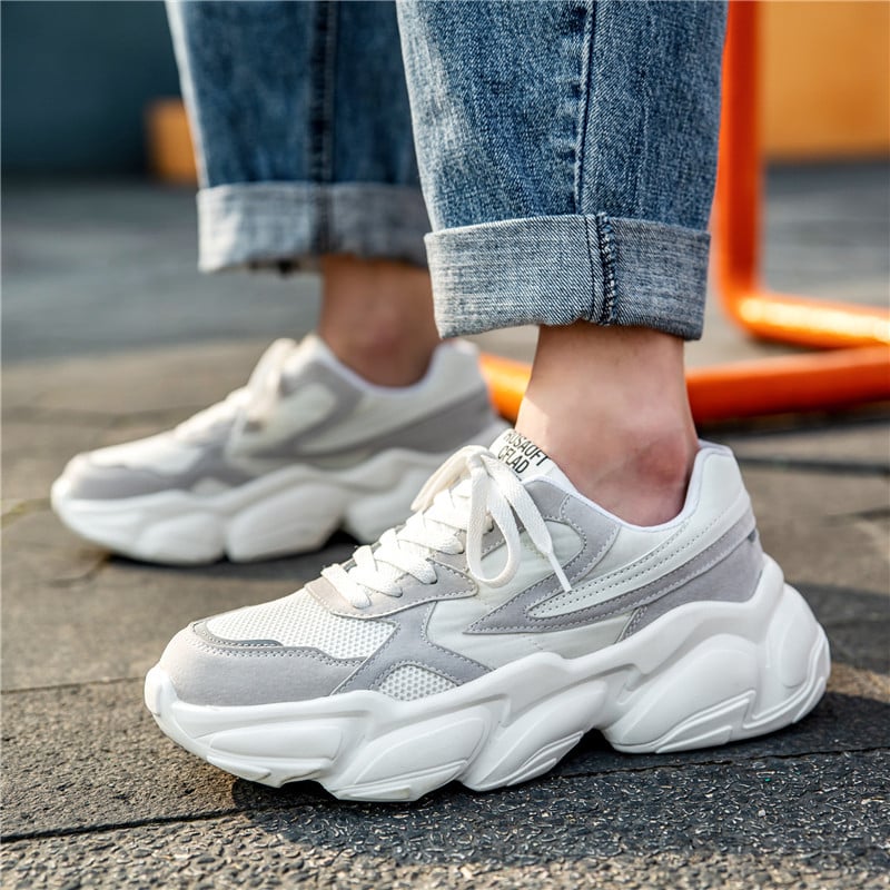 Férfi dad sneakers, lélegző hálós bélés, előre fűződés, gumitalp, alacsony szárú