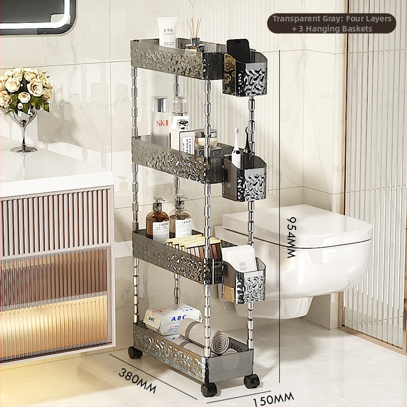 Rafturi de baie din plastic, patru niveluri, pentru spațiul dintre toaletă, capacitate 5 kg