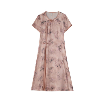 Elegantna ljetna haljina inspirirana kineskim stilom cheongsam, srednja duljina, poliester tkanina, diskasti kopča