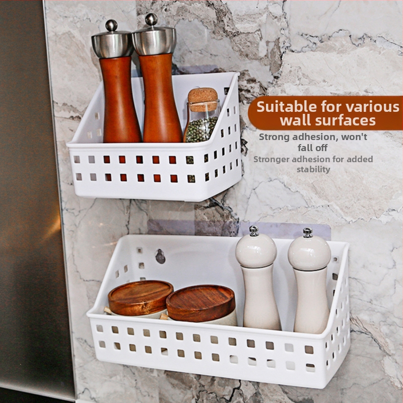 Raft de depozitare pentru baie montat pe perete cu ventuză, fără găuri, 1 nivel, din plastic, capacitate 10 kg