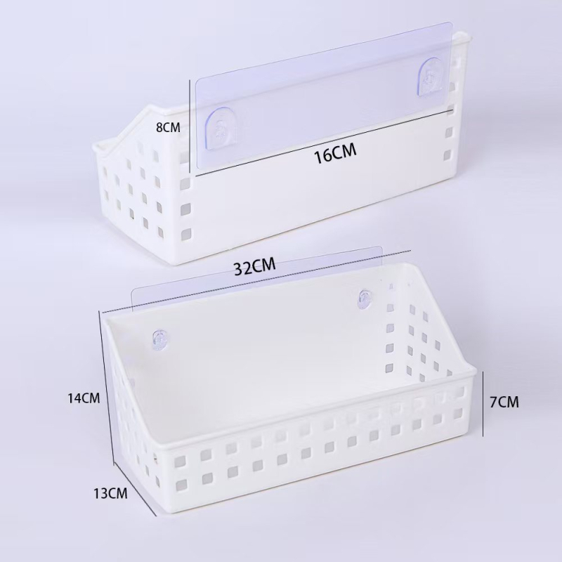 Raft de depozitare pentru baie montat pe perete cu ventuză, fără găuri, 1 nivel, din plastic, capacitate 10 kg