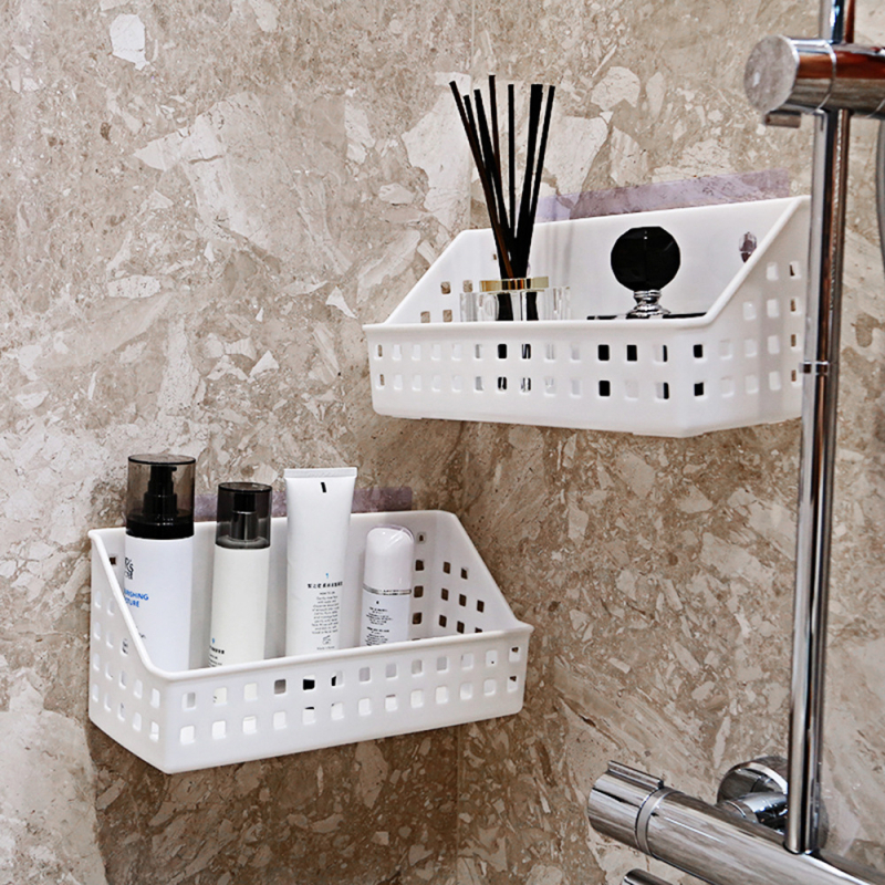 Raft de depozitare pentru baie montat pe perete cu ventuză, fără găuri, 1 nivel, din plastic, capacitate 10 kg